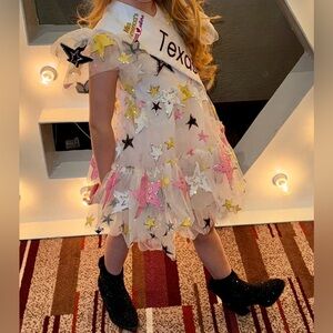 Girls ADORABLE Lola + The Boys SUPER STAR PARTY DRESS Sequin Yellow Pink Black 4